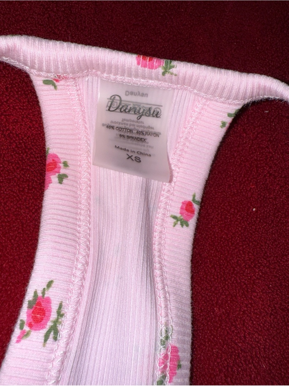 Pink Floral Ribbed Racerback Tank Top - Picture 3 of 3